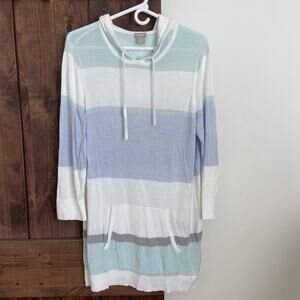 Chico's Zenergy knit sweater tunic Womens 3 (XL) Striped Beachy Coastal Hood